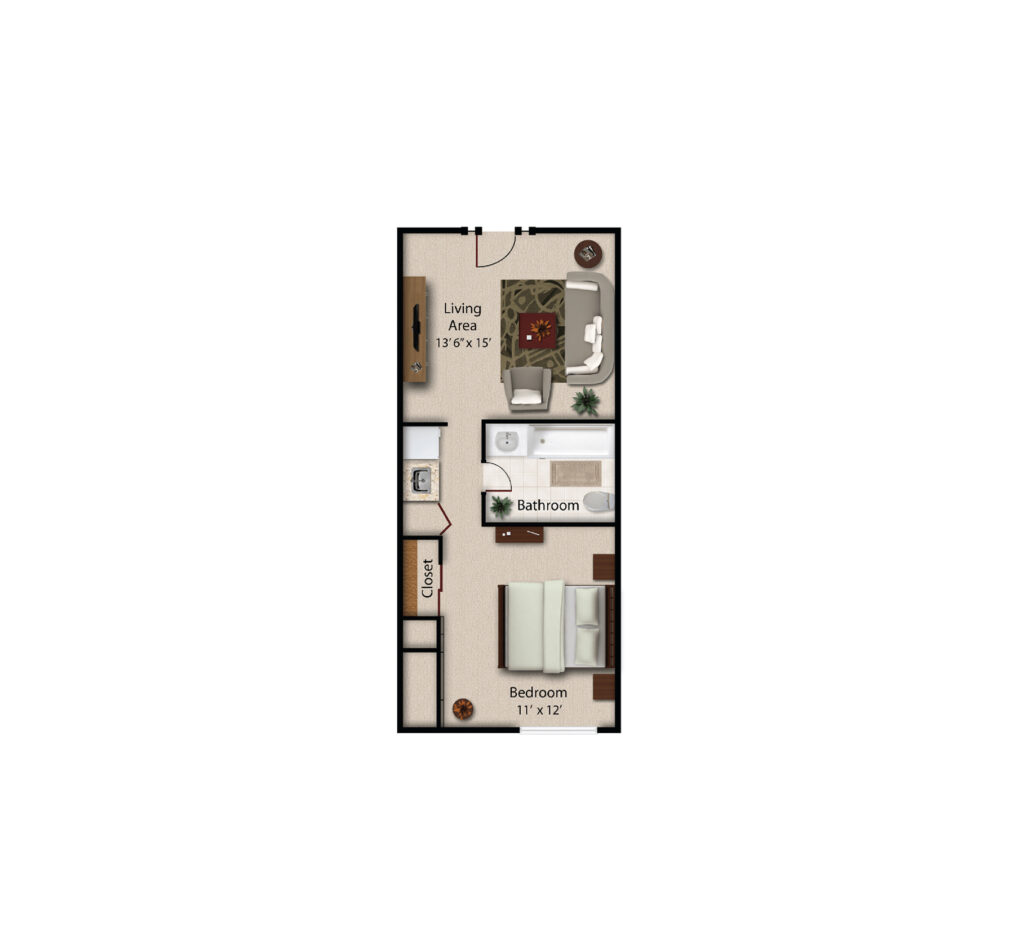 Independent Living Two Bedroom Option A floor plan image.